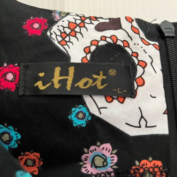 Ihot Floral Sugar Skull Print Sleeveless Dress - Picture 3 of 6